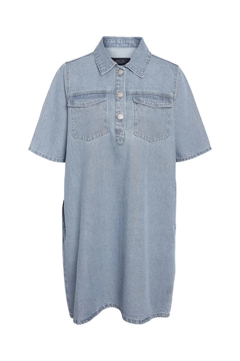 Noisy May - Nmindie S/S Short Dress Az425Lb - 4914574 Light Blue Denim
