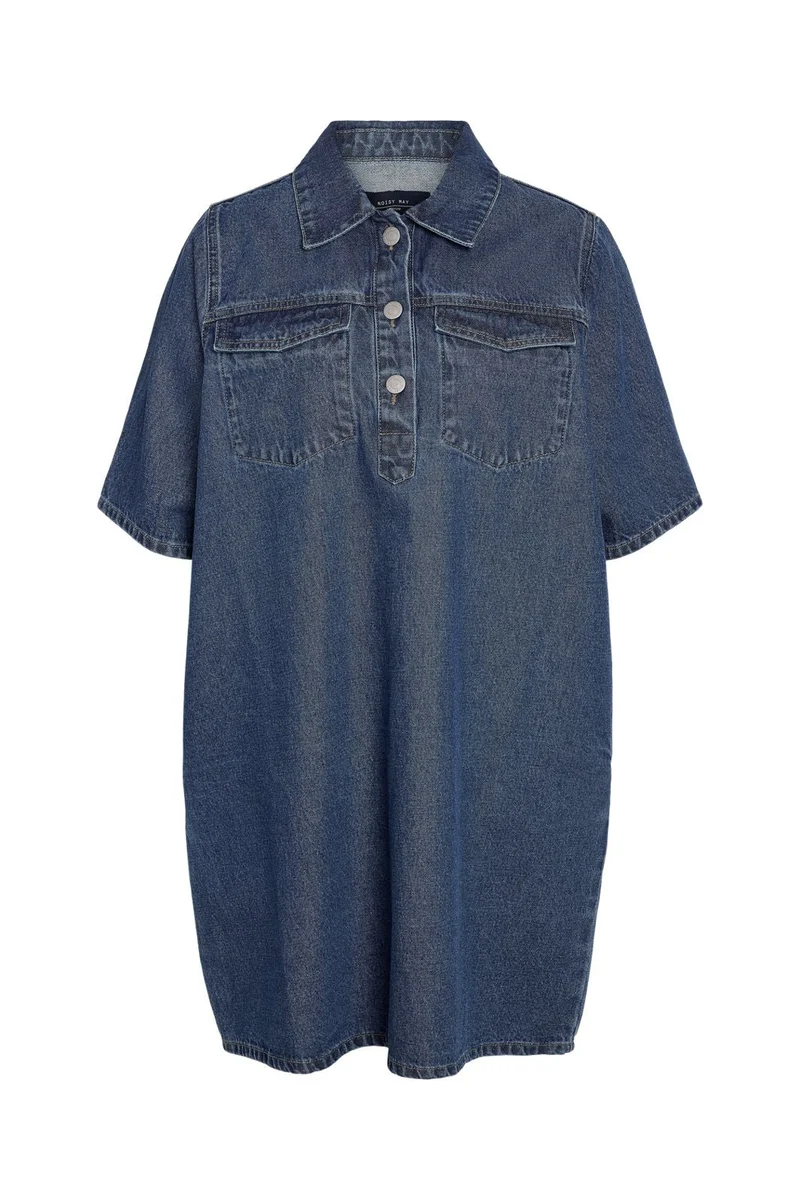 Noisy May - Nmindie S/S Short Dress Az426Mb - 4914585 Medium Blue Denim