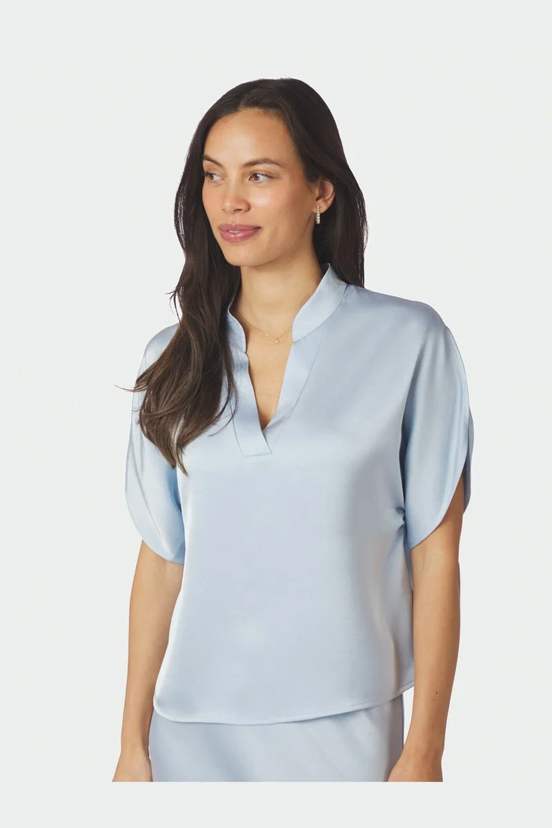 Neo Noir - Anelle Heavy Sateen Blouse 168286 - 145 - Light Blue