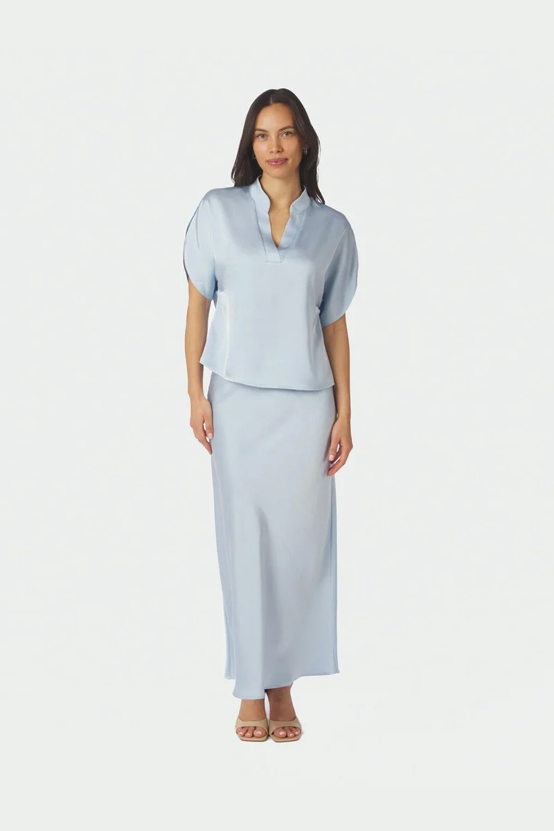 Neo Noir - Anelle Heavy Sateen Blouse 168286 - 145 - Light Blue