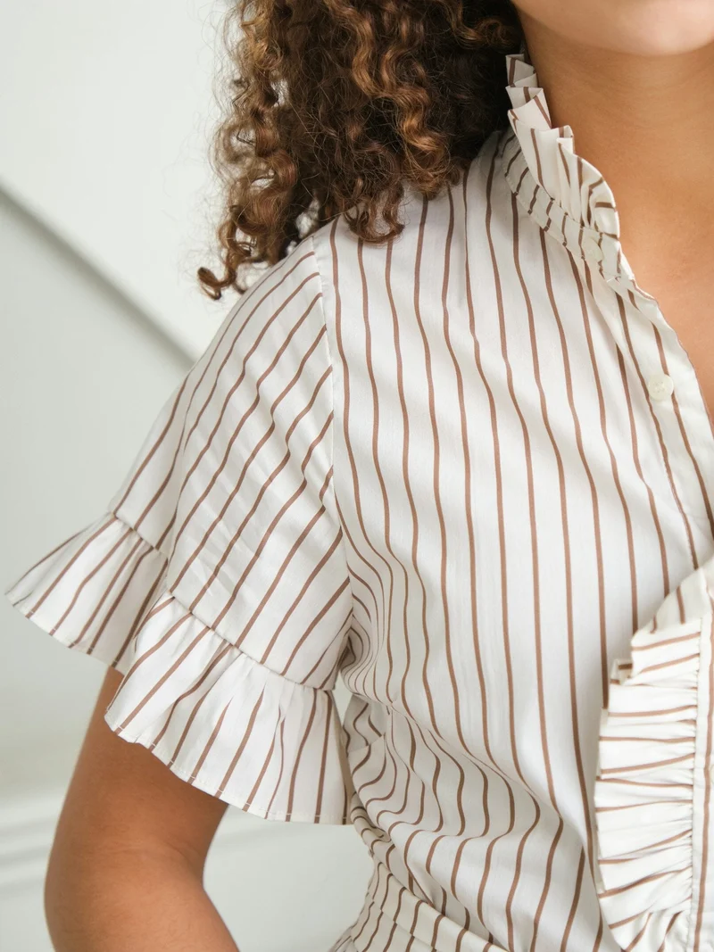 Neo Noir - Nellie Wide Stripe Dress 168228 - 124 - Ivory