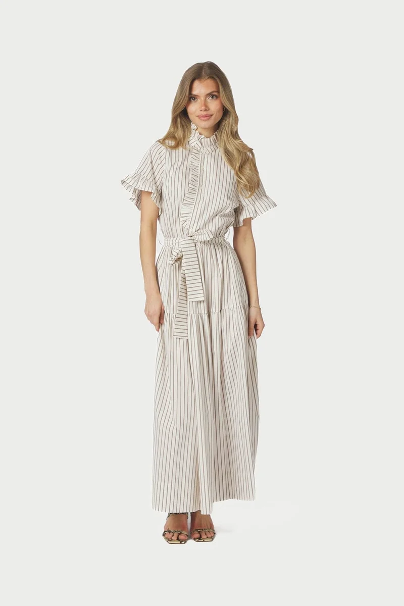 Neo Noir - Nellie Wide Stripe Dress 168228 - 124 - Ivory