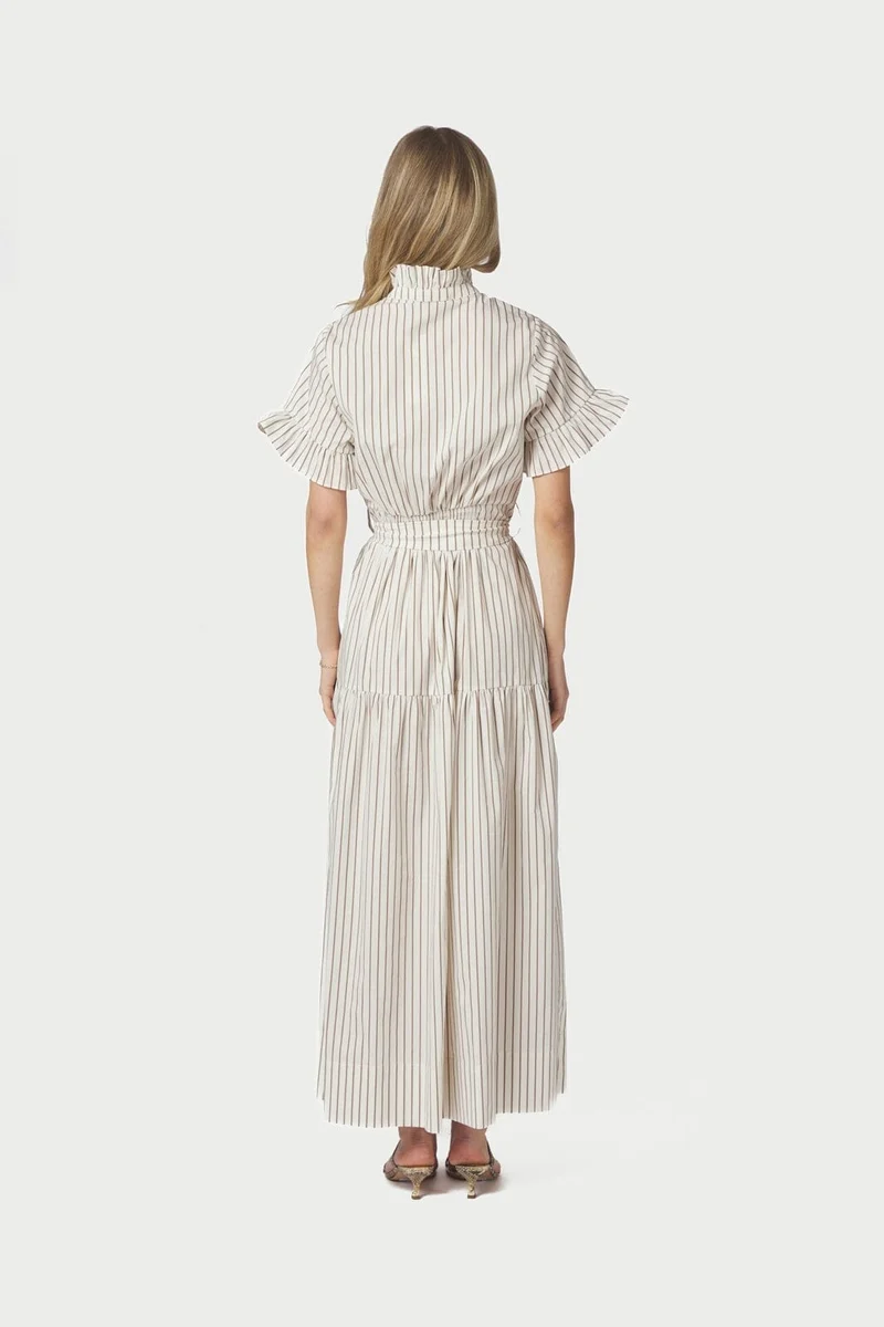 Neo Noir - Nellie Wide Stripe Dress 168228 - 124 - Ivory