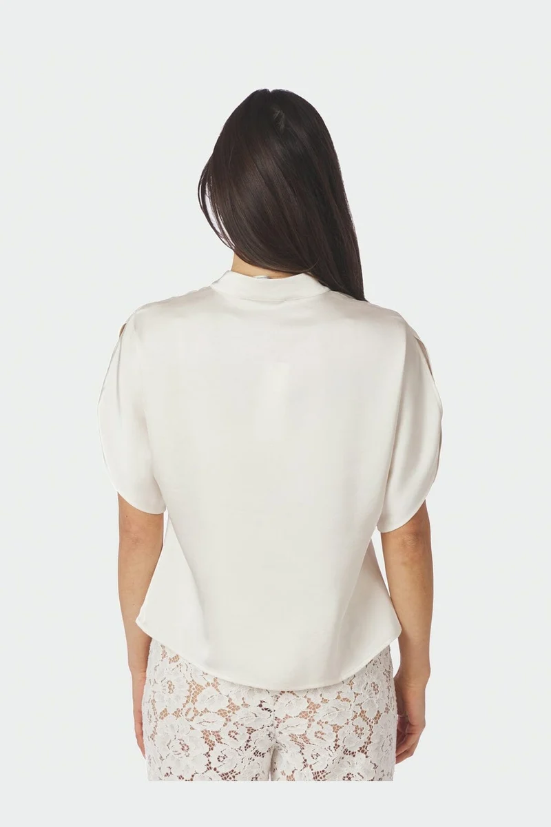 Neo Noir - Anelle Heavy Sateen Blouse 168286 - 621 - Pearl