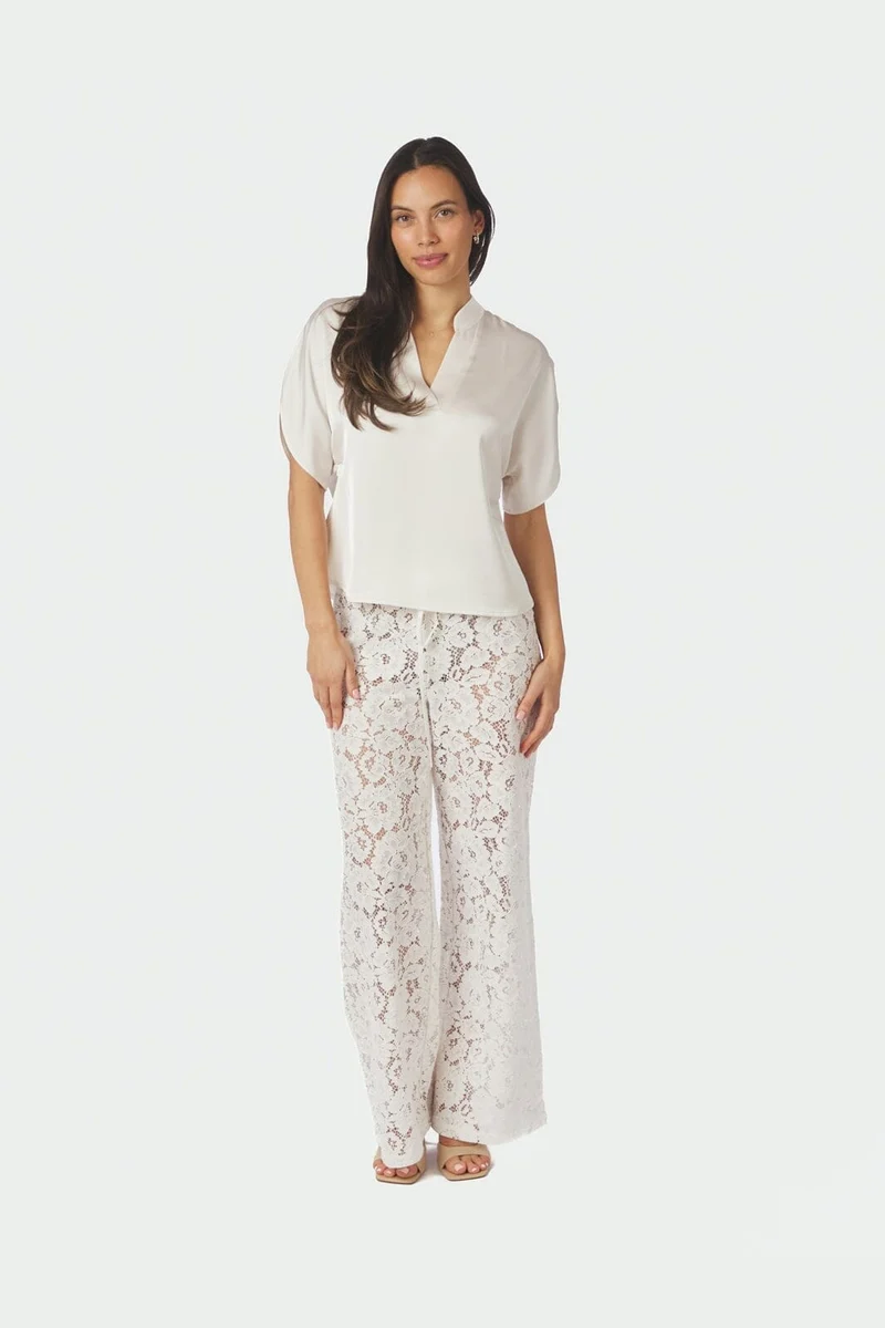 Neo Noir - Anelle Heavy Sateen Blouse 168286 - 621 - Pearl