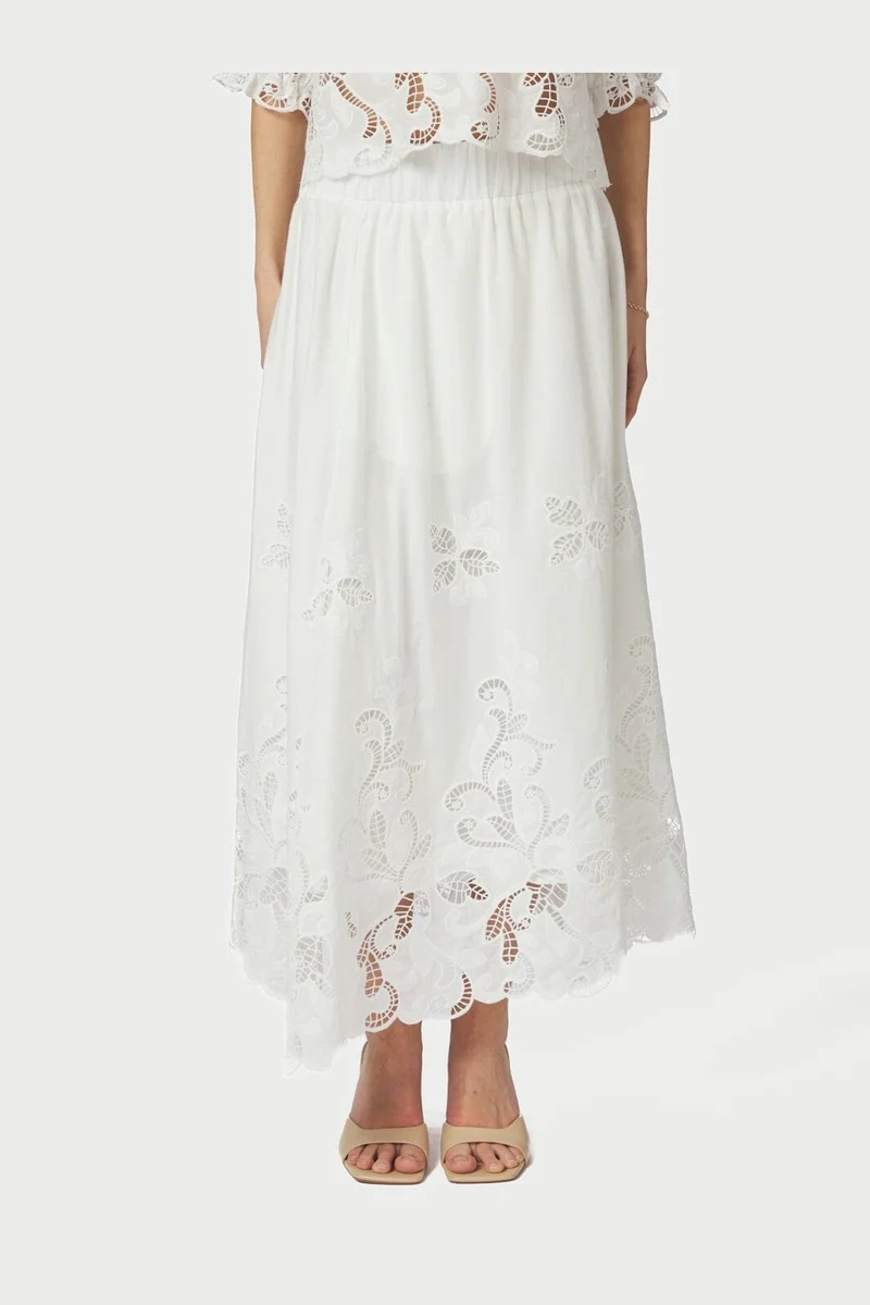Neo Noir - Yara Long Emb Skirt 168438 - 120 - White