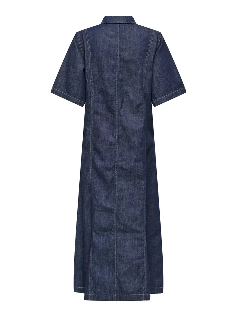 Only - Onlruna Ss Midi Dress Rinse Akm - 4989544 Dark Blue Denim