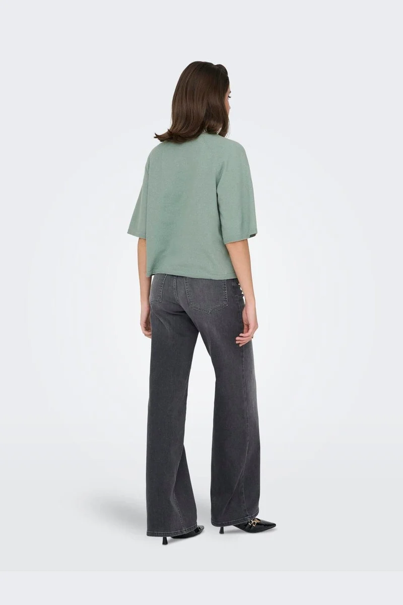Only - Onlloyal 2/4 O-Neck Knt - 4979626 Chinois Green Melange