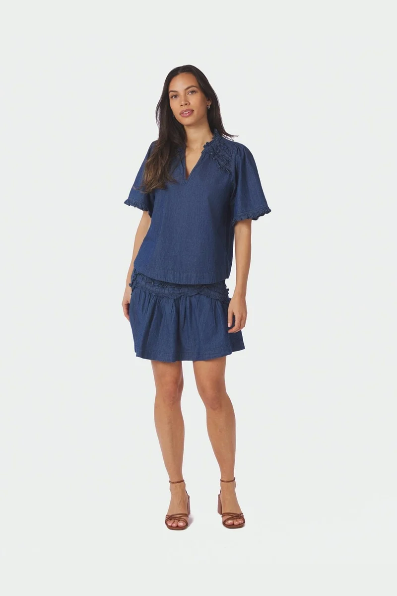 Neo Noir - Maliah Denim Skirt 168896 - 140 - Blue