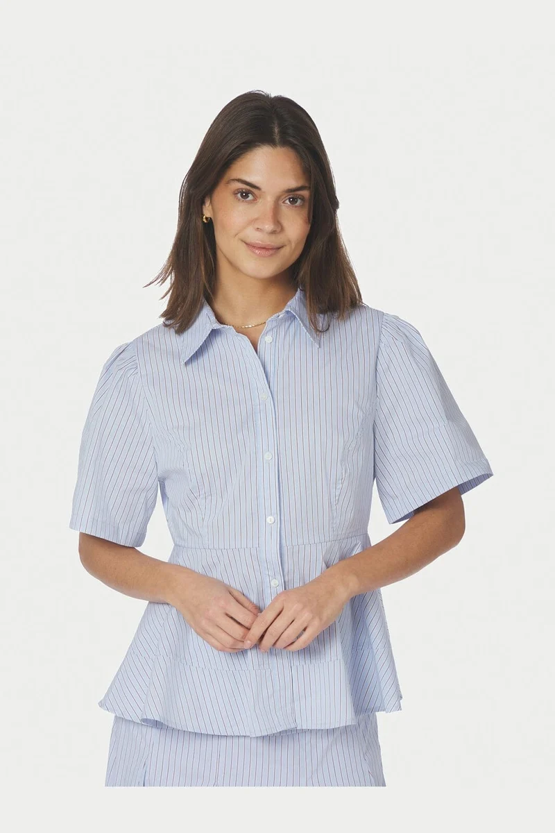 Neo Noir - Janelle Stripe Shirt 168838 - 417 - Blue/Brown Stripe