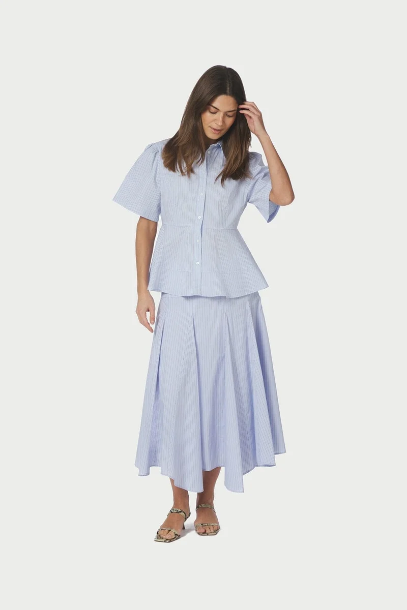 Neo Noir - Janelle Stripe Shirt 168838 - 417 - Blue/Brown Stripe