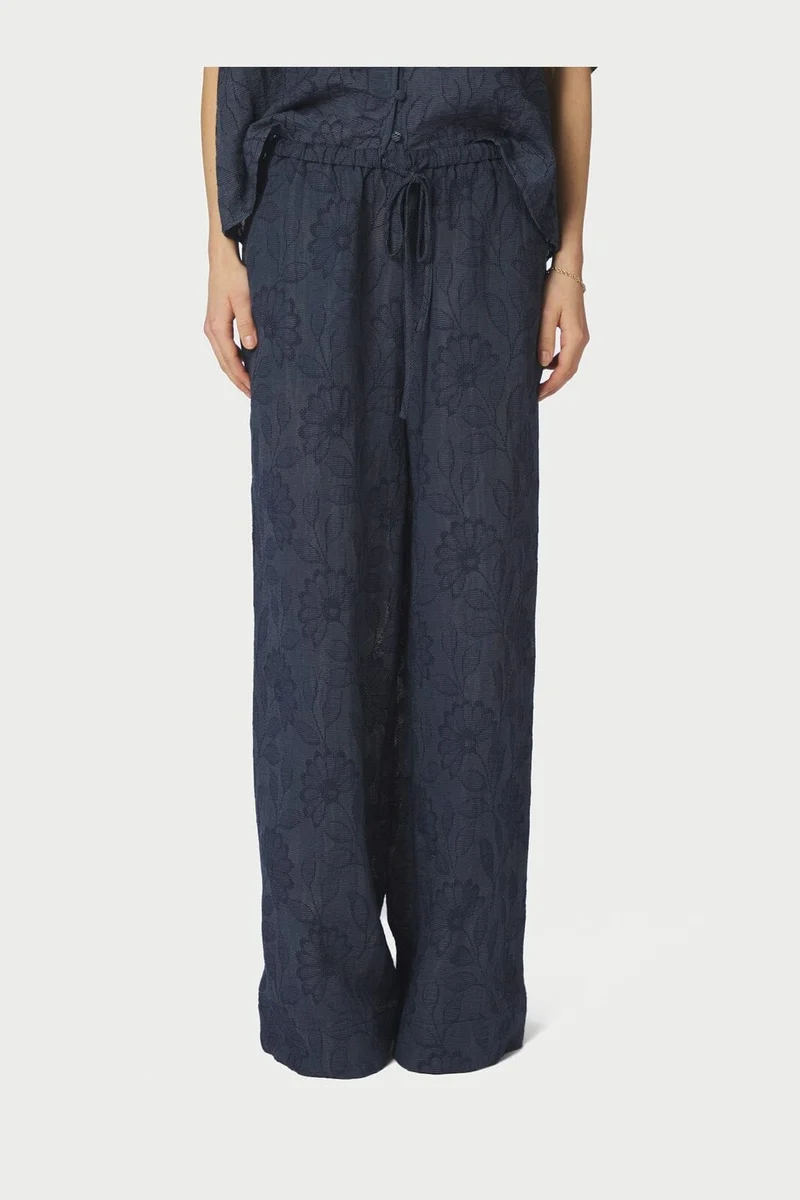 Neo Noir - Heifa Flower Stripe Pants 168495 - 534 - Dark Blue