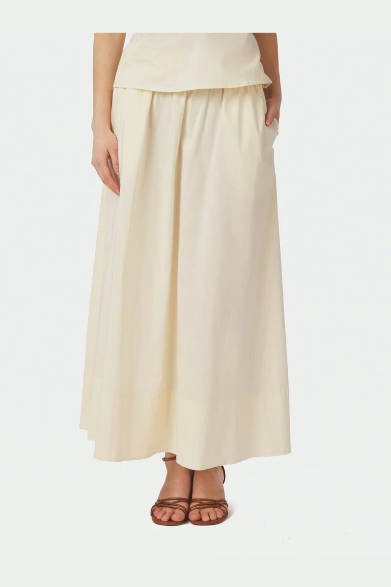 Neo Noir - Yara Long Poplin Skirt 163076 - 416 - Butter Yellow