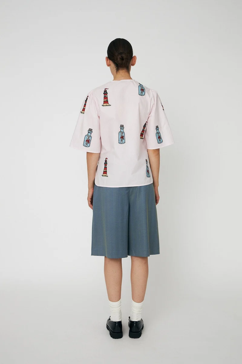 Stella Nova - Embroidered Bow Shirteb61-1431 - 558 Pale Pink