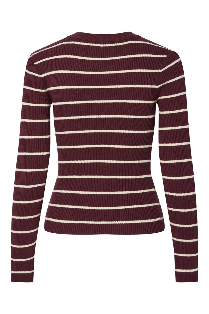 Pieces - Pcmira New Ls O-Neck Knit - 4803165 Tawny Port Birch Narrow