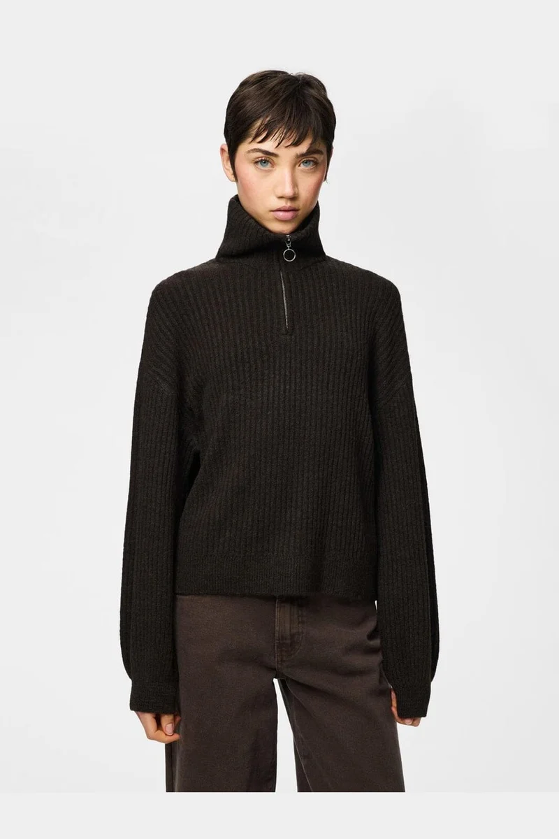 Pieces - Pcsilly Ls Half Zip Knit - 5099226 Delicioso Melange