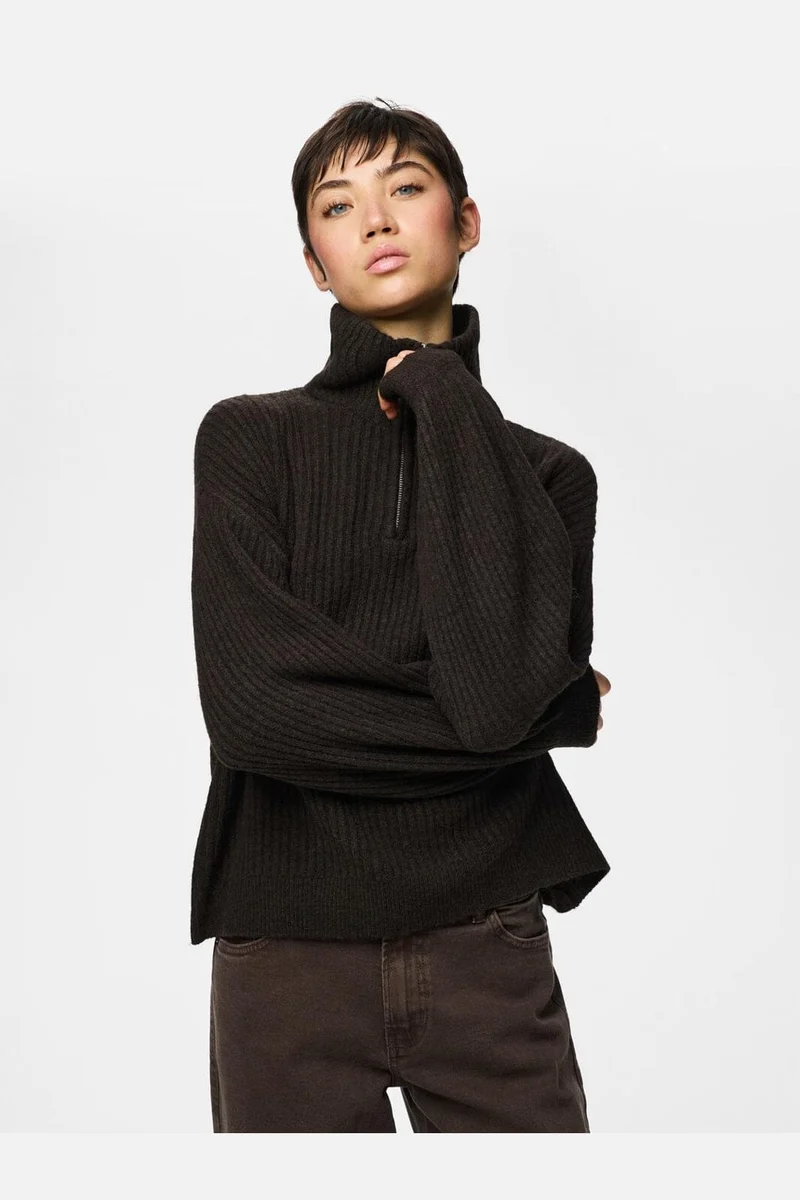 Pieces - Pcsilly Ls Half Zip Knit - 5099226 Delicioso Melange