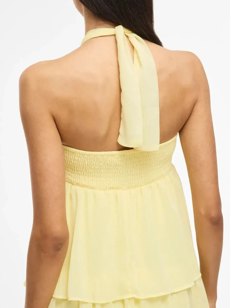 Vila - Vilea Halterneck Layered Dress/Dc/Ka - 5005145 Pastel Yellow