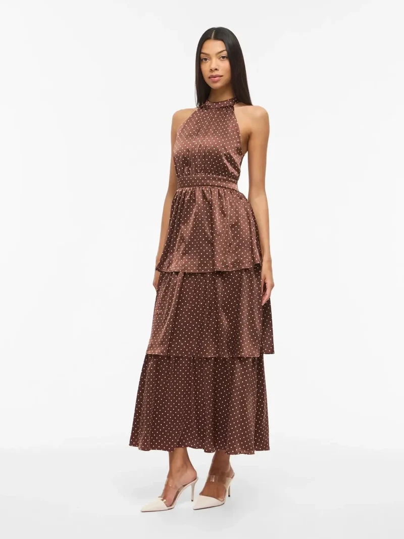 Vila - Vikimmie Halterneck Ankle Dress/Dc/Ka - 4999019 Shaved Chocolate Dots