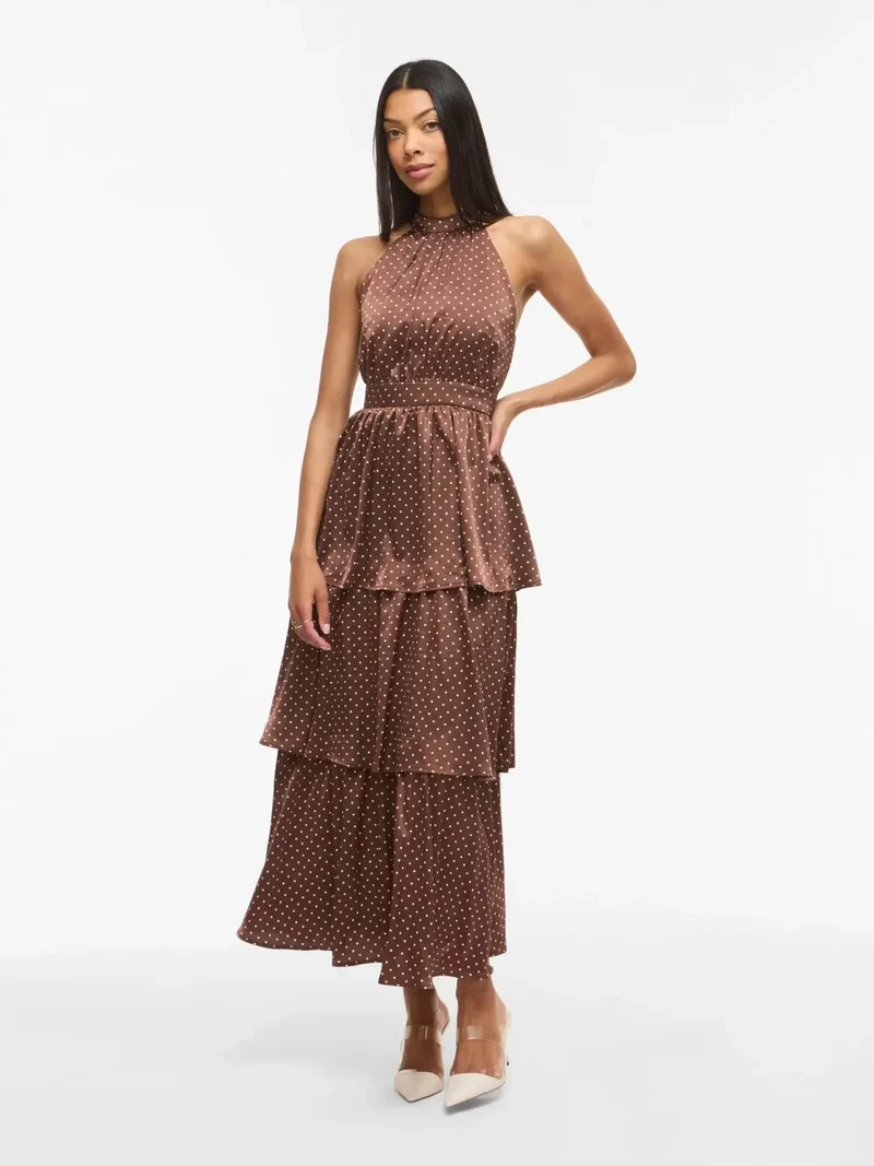 Vila - Vikimmie Halterneck Ankle Dress/Dc/Ka - 4999019 Shaved Chocolate Dots
