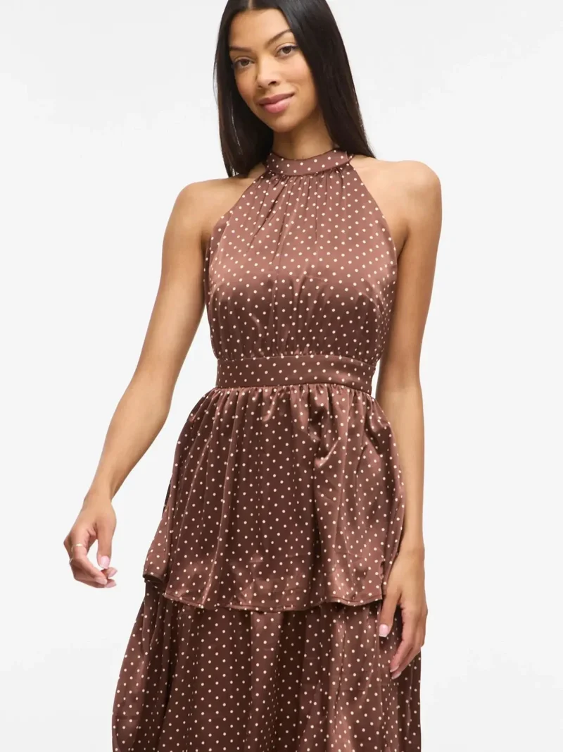 Vila - Vikimmie Halterneck Ankle Dress/Dc/Ka - 4999019 Shaved Chocolate Dots