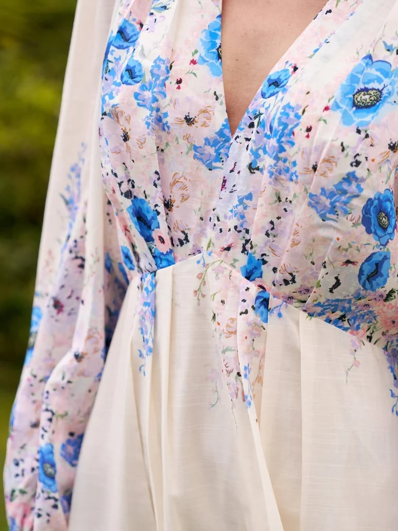 Neo Noir - Silfi Flower Print Dress 164828 - 140 - Blue