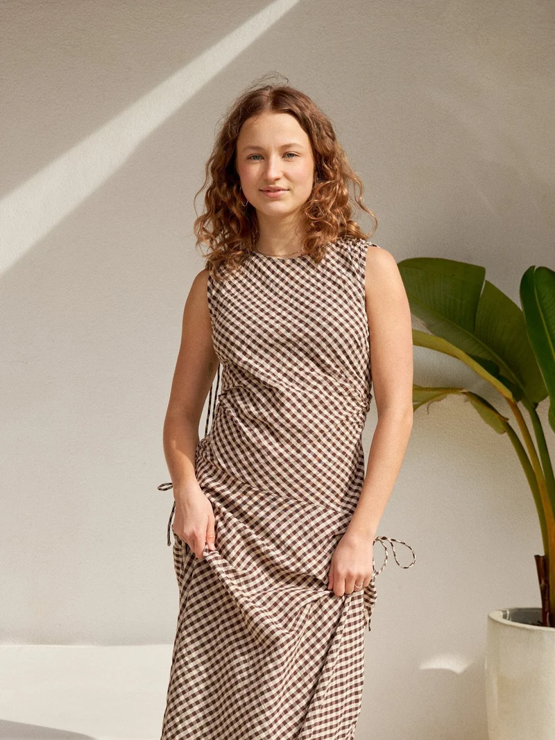 Neo Noir - Saxton Check Dress 167962 - 210 - Brown