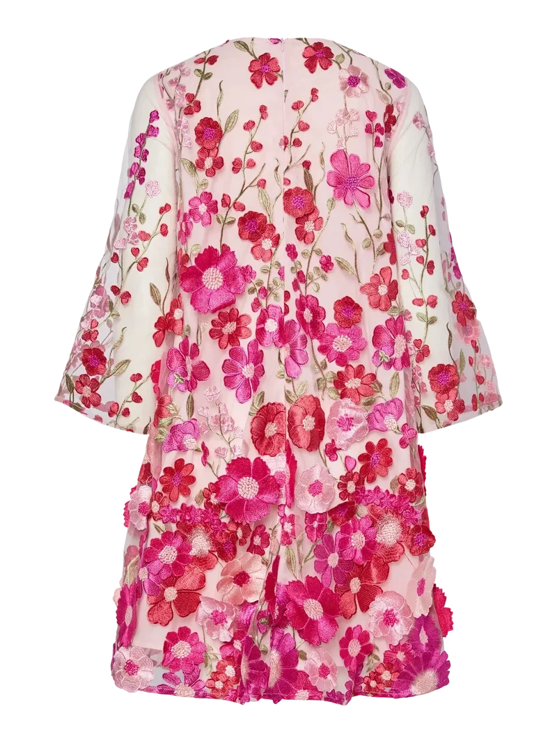 YAS - Yasflowering 3/4 Dress - 4886889 Fuchsia Purple Pink Flowers