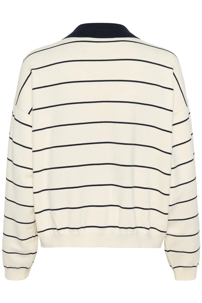 Gestuz - Gztaige Polo Pullover 10910829 - 108826 - Egret/Skycaptain Striped