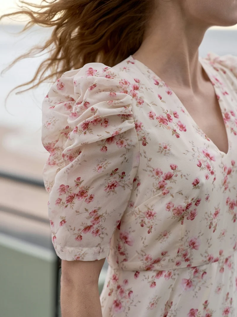 Neo Noir - Vira Floral Dress 169209 - 122 - Creme