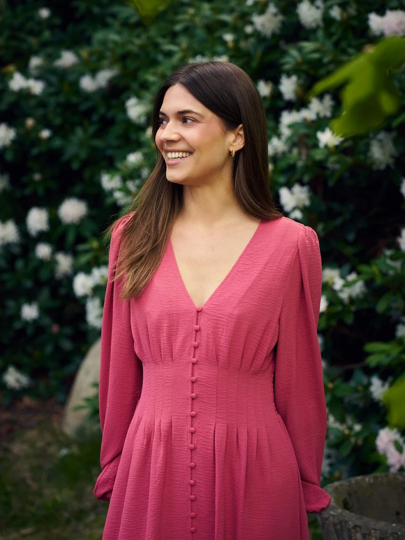 Neo Noir - Annelie Solid Crepe Dress 169135 - 430 - Cherry Pink