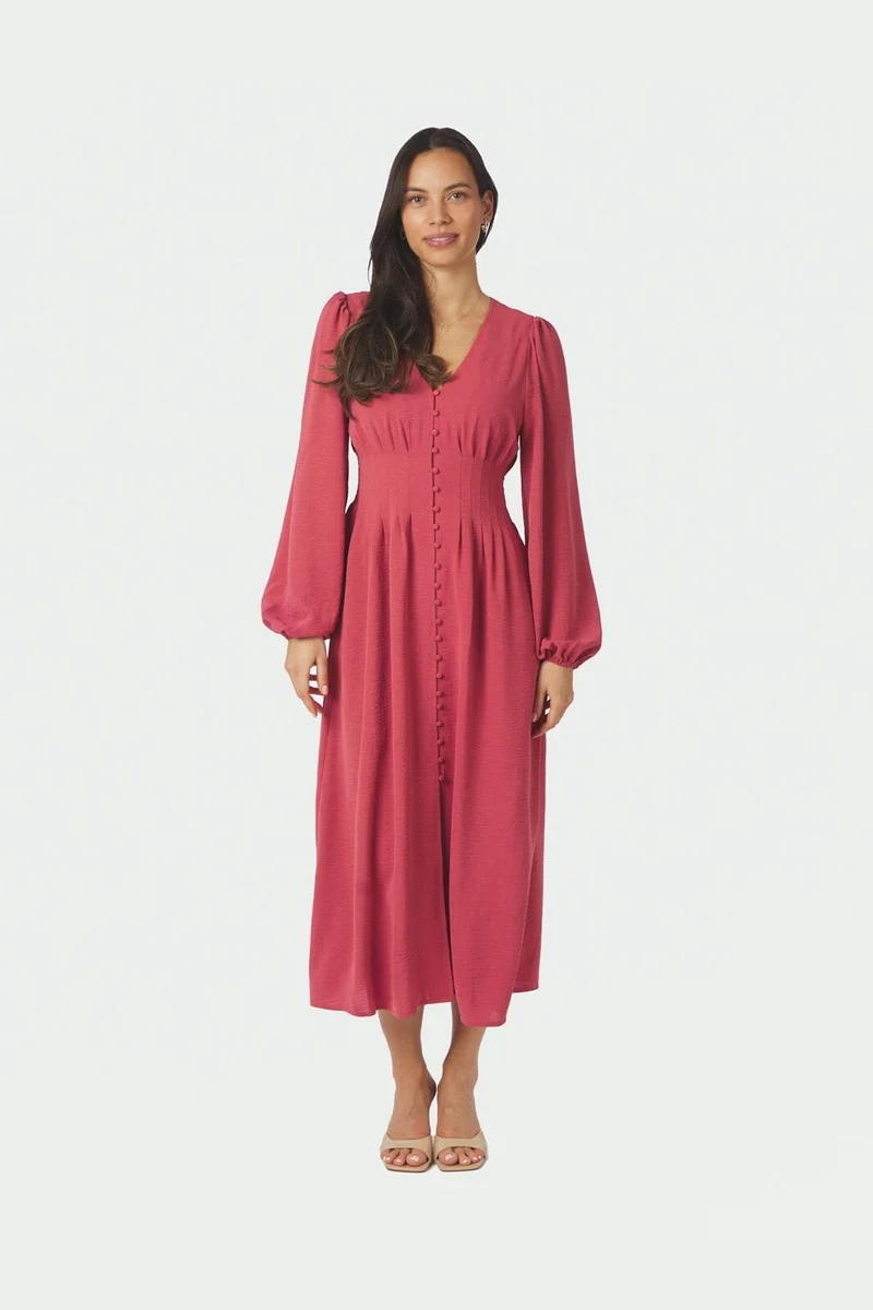 Neo Noir - Annelie Solid Crepe Dress 169135 - 430 - Cherry Pink