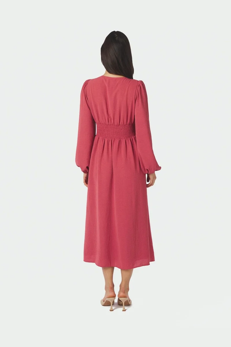 Neo Noir - Annelie Solid Crepe Dress 169135 - 430 - Cherry Pink