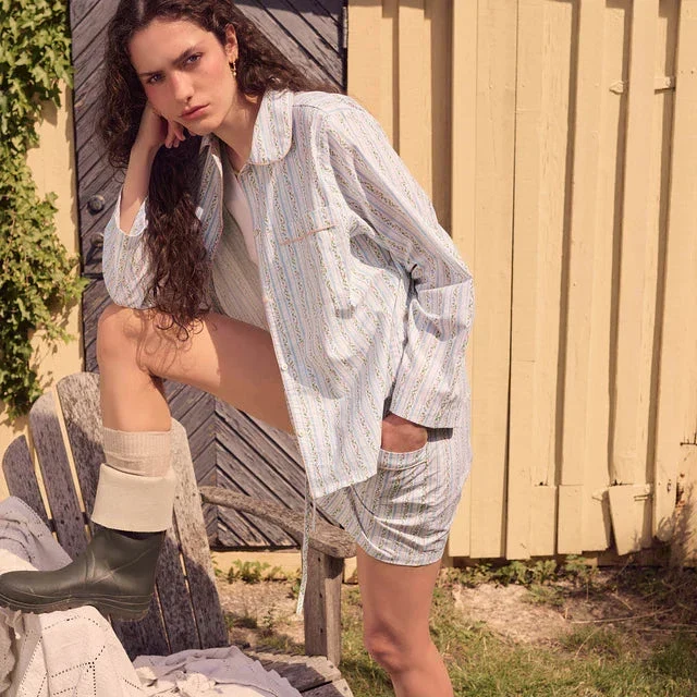 Maanesten - Sanha Shorts Summer Stripe Blue - 4128