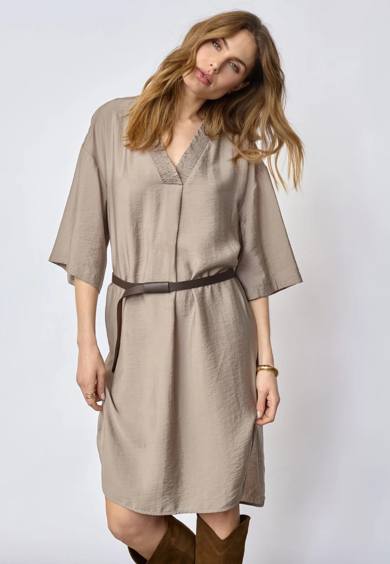 Co´Couture - Callumcc Pleat Tunic V-Dress 46084 - 2006 - Taupe