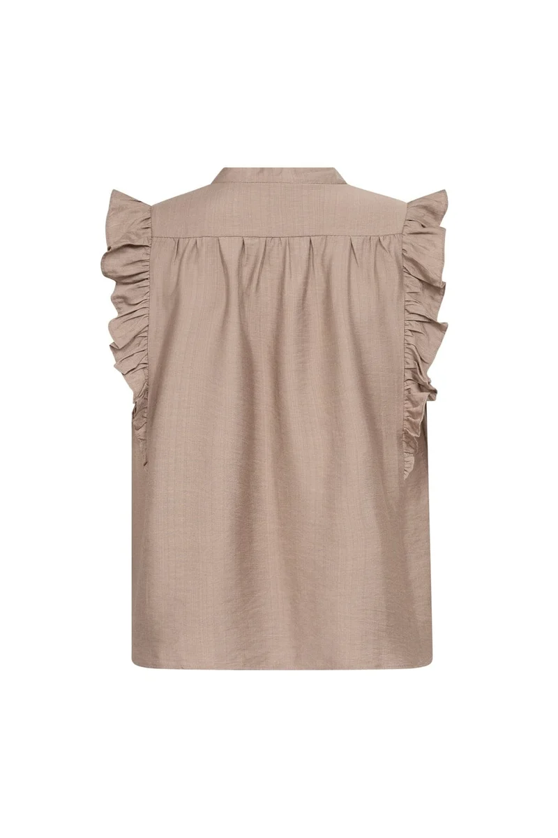 Co´Couture - Heracc Frill Ss V-Top 45165 - 154 - Walnut