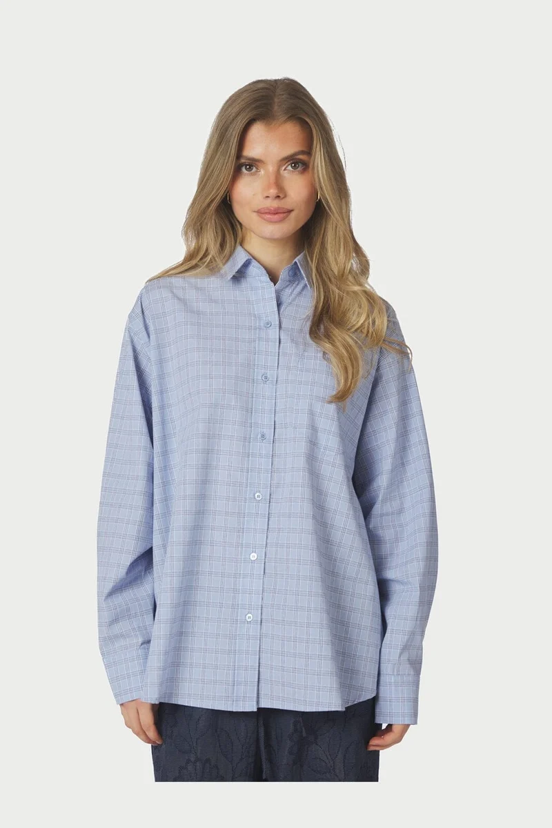 Neo Noir - Dalma Triple Check Shirt 168624 - 145 - Light Blue