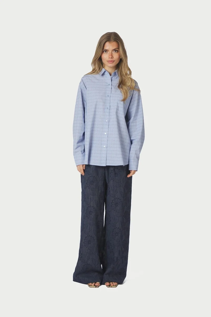 Neo Noir - Dalma Triple Check Shirt 168624 - 145 - Light Blue