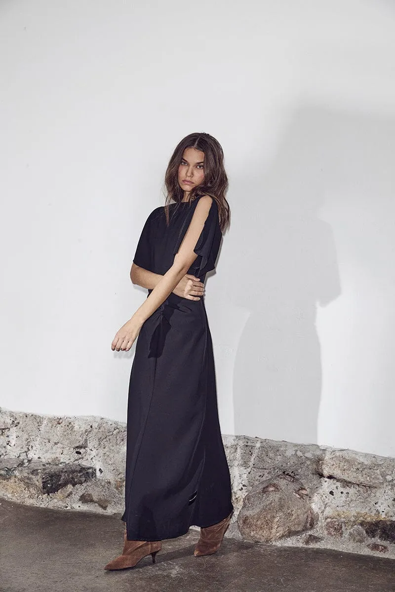 Haute L'Amitié - Satari Long Gather Dress HL10630 - Black
