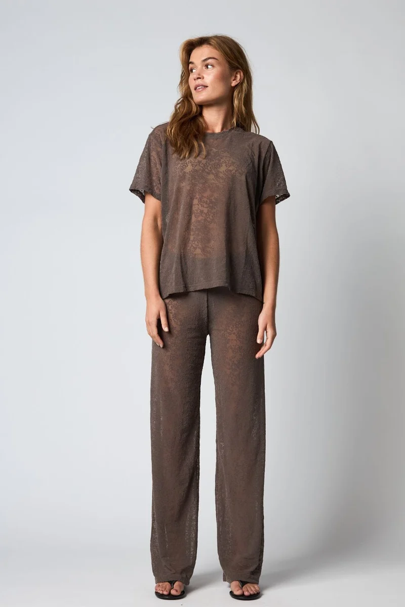 Hype The Detail - Lace Tee Oversiz 852-25 - 2 - Brun