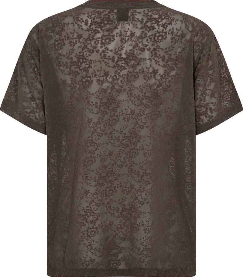 Hype The Detail - Lace Tee Oversiz 852-25 - 2 - Brun