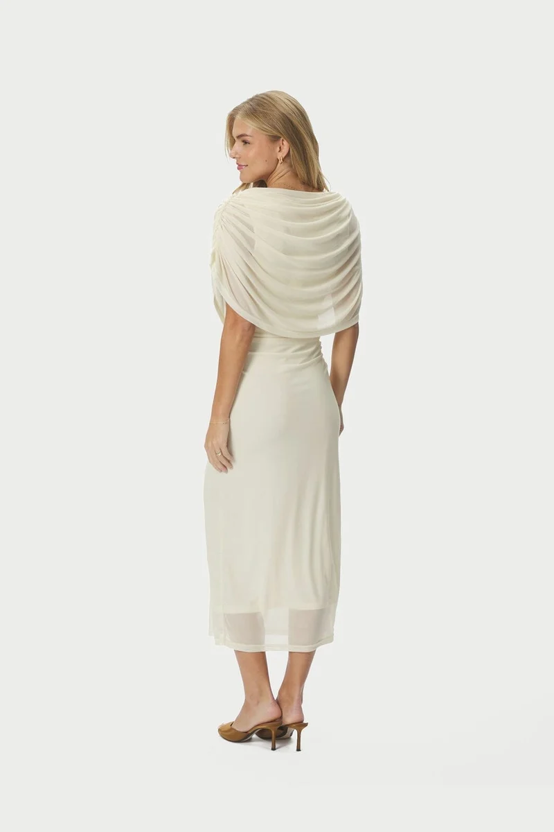 Neo Noir - Tottuna Long Drapy Mesh Dress 168451 - 191 - Light Yellow