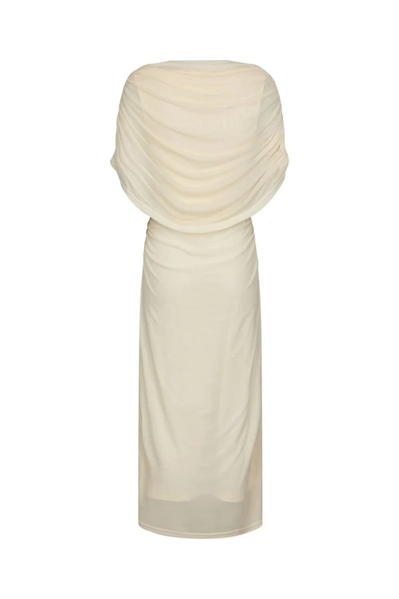 Neo Noir - Tottuna Long Drapy Mesh Dress 168451 - 191 - Light Yellow