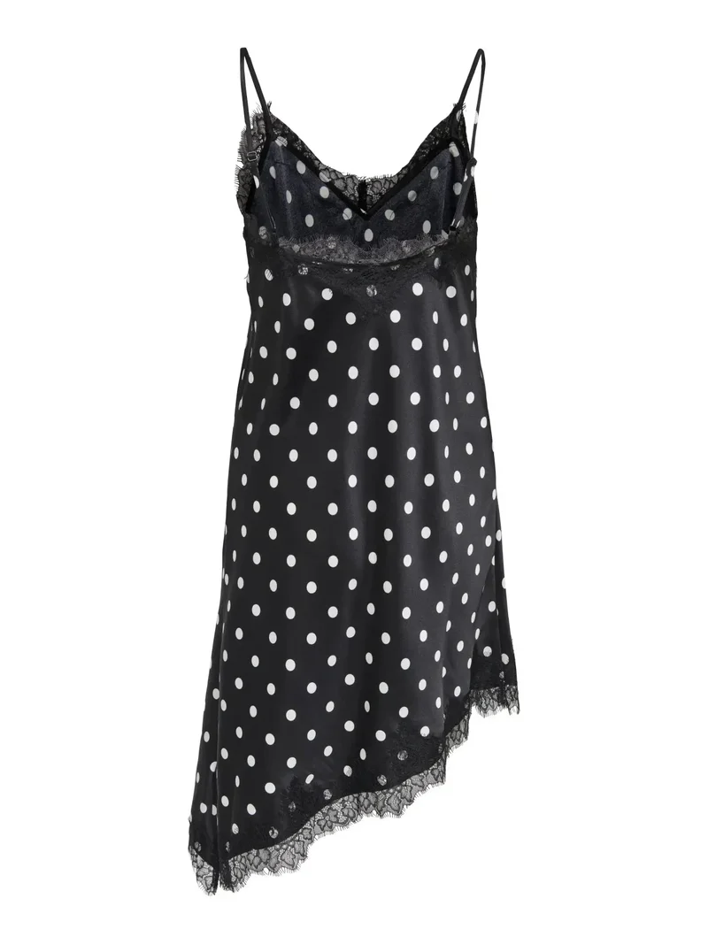 Only - Onlbella Strap Satin Lace Dress - 5126133 Black White Dot And Black Lace