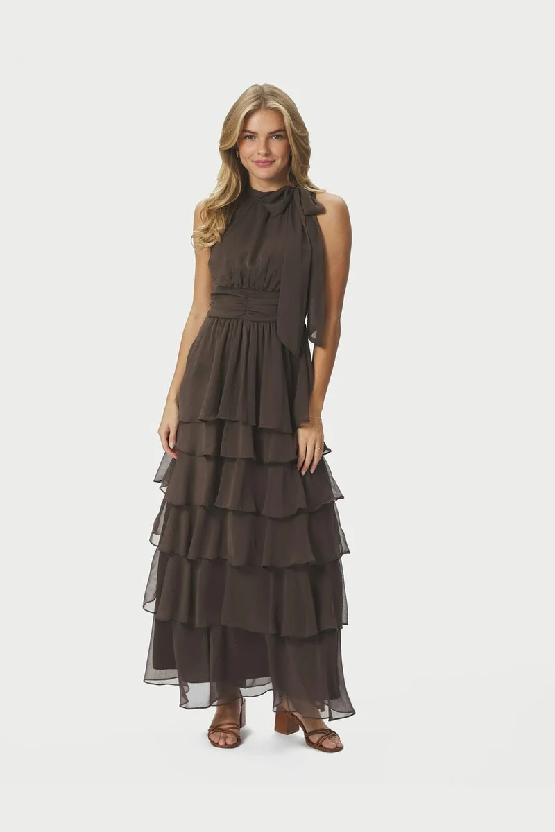 Neo Noir - Marli Solid Chiffon Dress 165640 - 306 - Dusty Brown