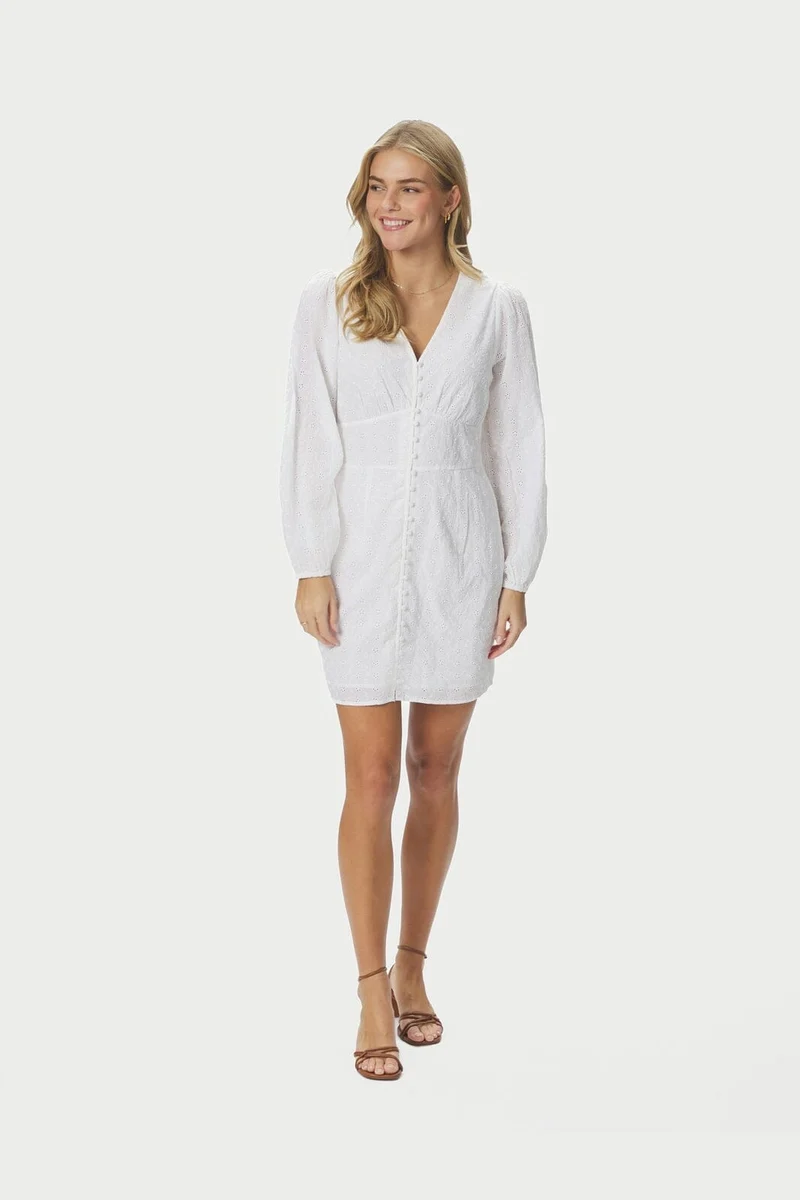 Neo Noir - Mabel Embroidery Dress 168428 - 120 - White