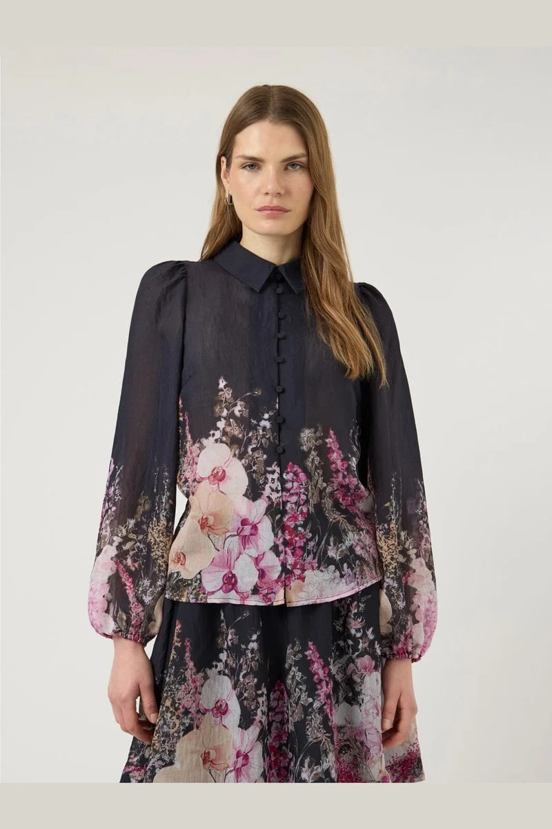 YAS - Yasromantica Ls Shirt - 5102363 Black Romantica Print