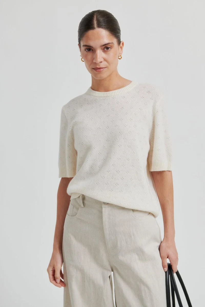 Second Female - Amala Knit SS O-Neck 60583 - 0508 Tofu