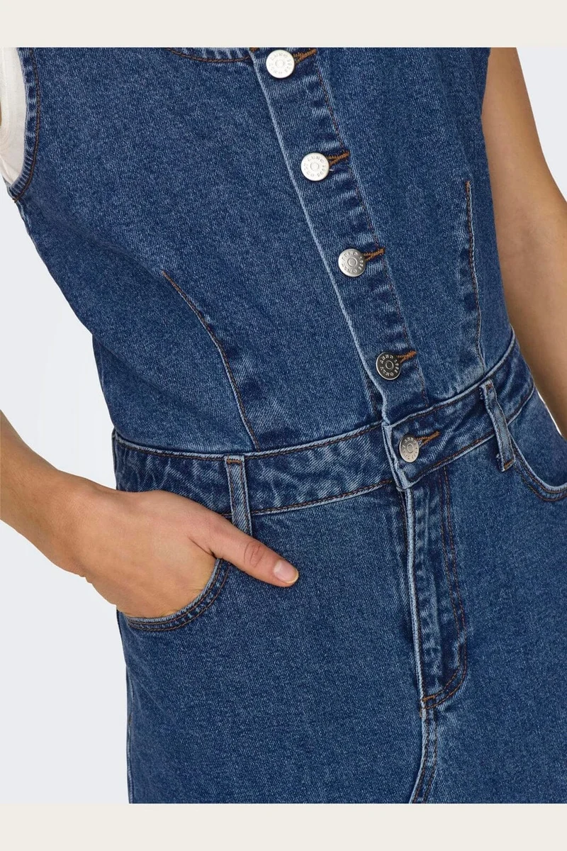 Only - Onlsanne S/L Spencer Midi Dress Mae - 4364441 Medium Blue Denim