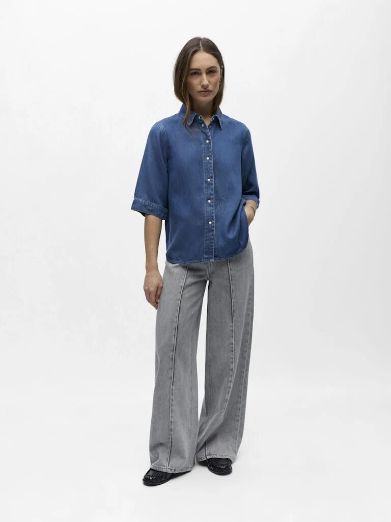 Object - Objframe 2/4 Re Denim Top - 4706105 Medium Blue Denim